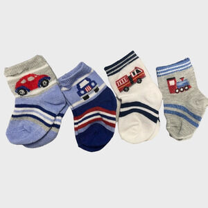 Baby Boy Cars, Train , and Fire Truck socks 6-12 Month